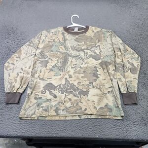 Ranger Shirt Mens Large Brown Camo Long Sleeve Hunting Pocket Crewneck Tee
